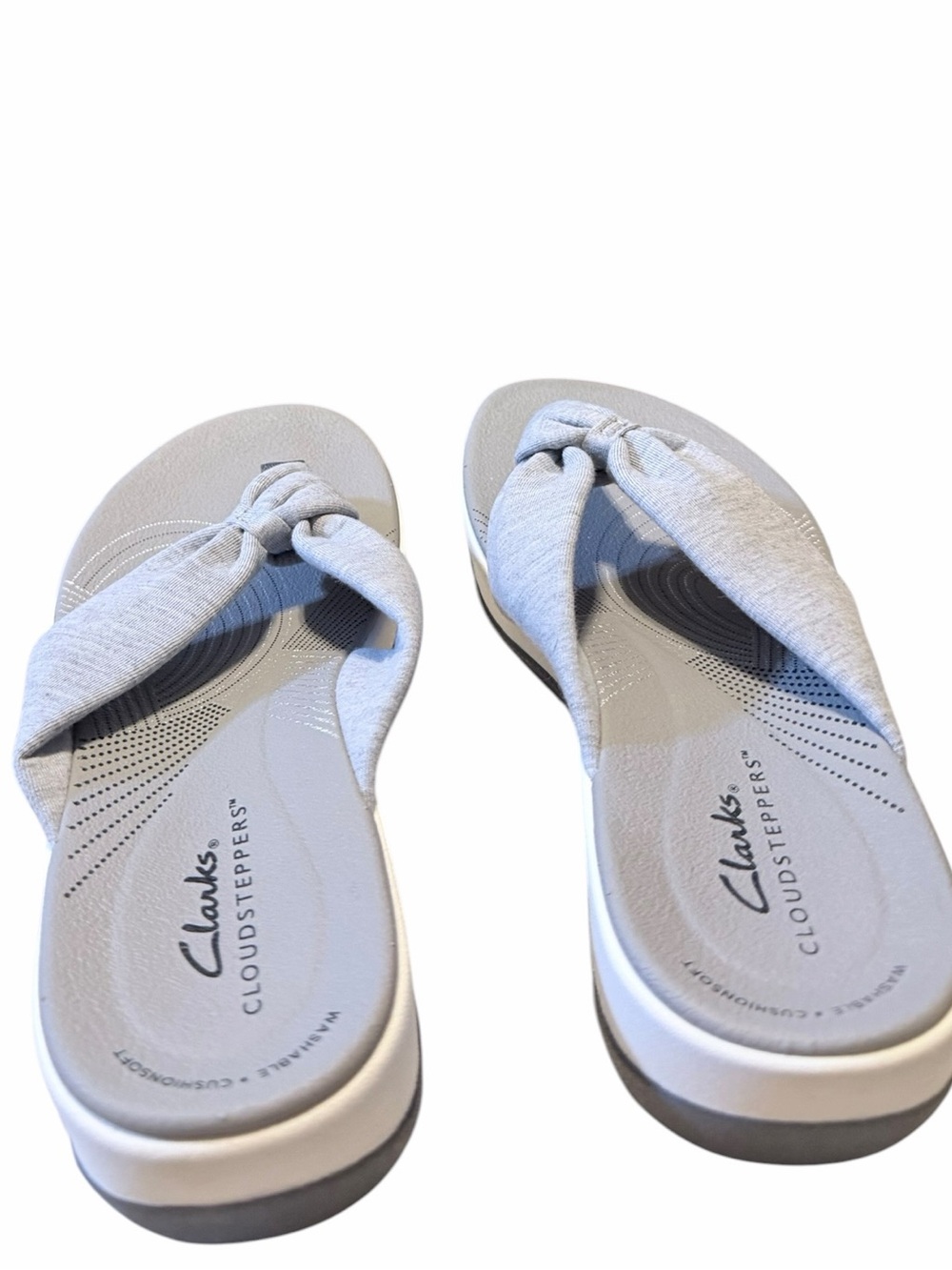 🌼🌟NIB Clarks Cloudsteppers Gray Knotted Thong Sandals - Picture 7 of 12